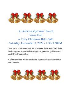A Cozy Christmas - Craft & Bake Sale @ Lower Hall - St. Giles Presbyterian Church